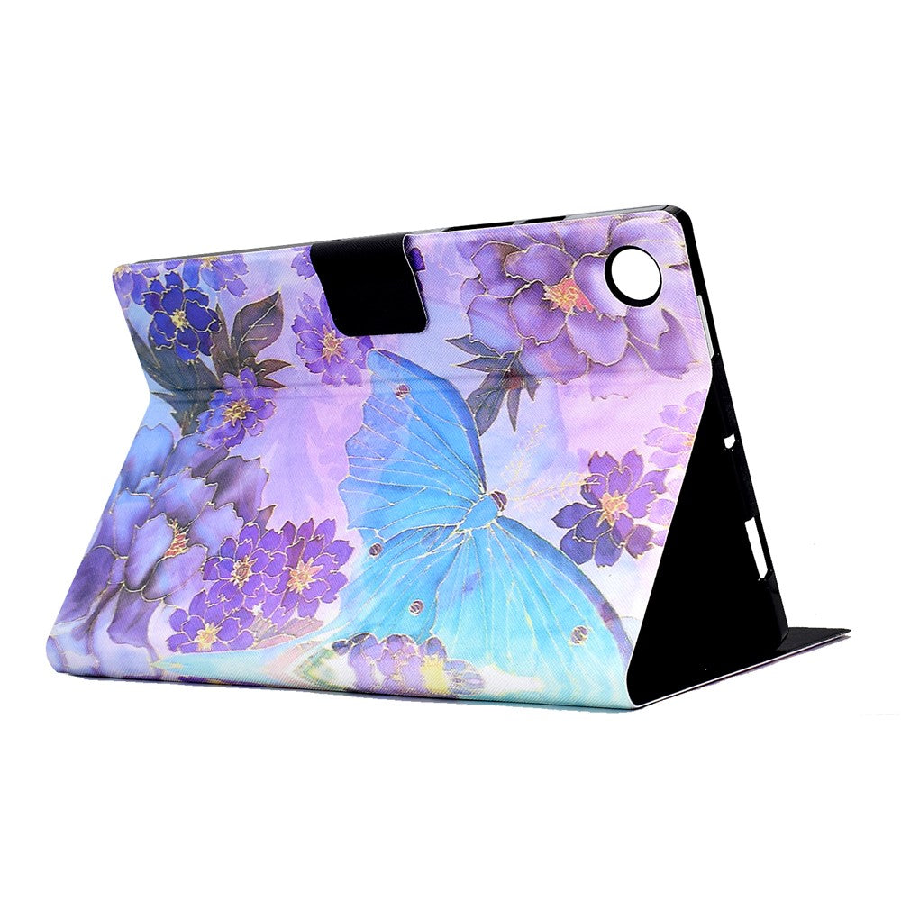 Protective Case for Lenovo Tab M10 (Gen 3) PU Leather Flip Cover Pattern Printed Tablet Stand Case with Card Slots - Peony Butterfly