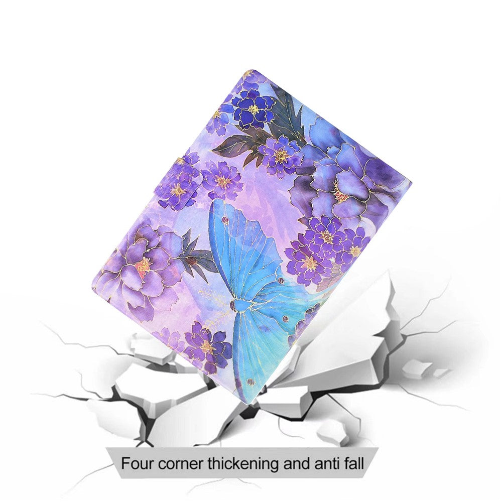 Protective Case for Lenovo Tab M10 (Gen 3) PU Leather Flip Cover Pattern Printed Tablet Stand Case with Card Slots - Peony Butterfly