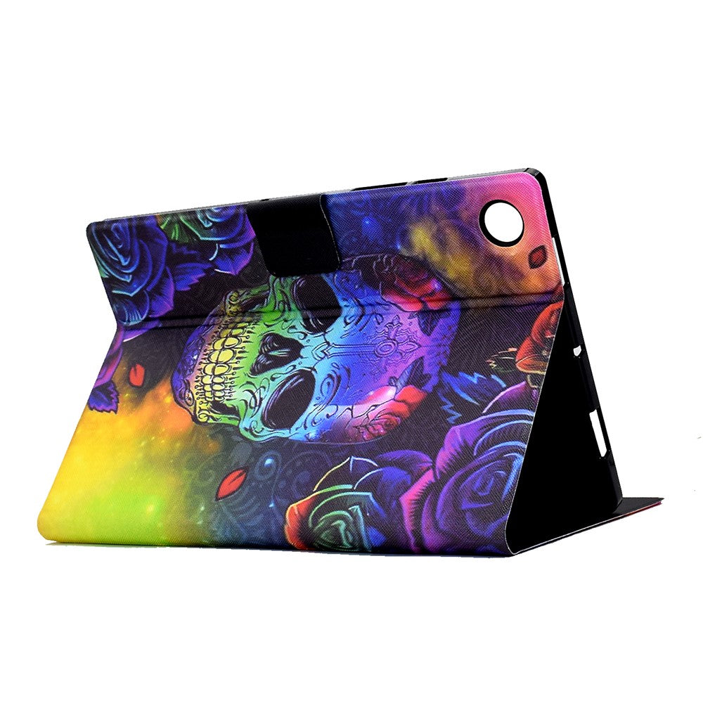 Protective Case for Lenovo Tab M10 (Gen 3) PU Leather Flip Cover Pattern Printed Tablet Stand Case with Card Slots - Skull