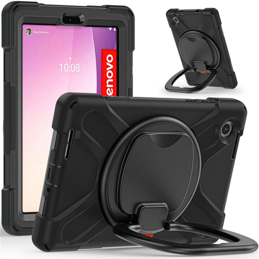 Tablet Case for Lenovo Tab M8 (4th Gen) 2024 TB-301XU / M8 (4th Gen) 2023 TB-300FU PC + Silicone Rotary Kickstand Cover - Black