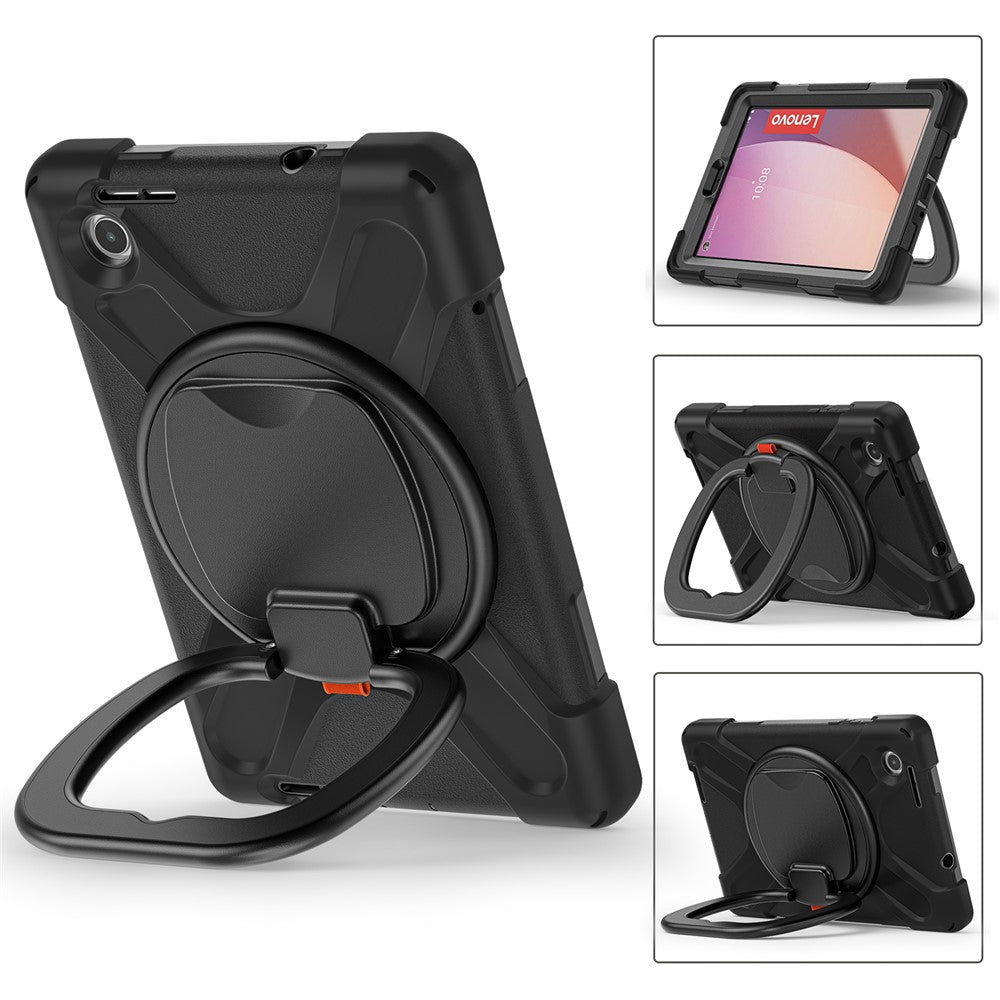 Tablet Case for Lenovo Tab M8 (4th Gen) 2024 TB-301XU / M8 (4th Gen) 2023 TB-300FU PC + Silicone Rotary Kickstand Cover - Black