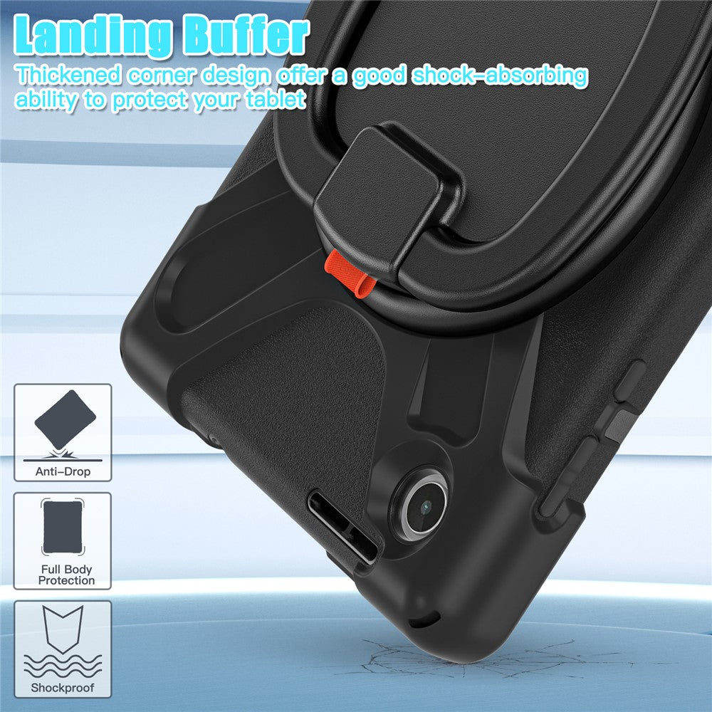 Tablet Case for Lenovo Tab M8 (4th Gen) 2024 TB-301XU / M8 (4th Gen) 2023 TB-300FU PC + Silicone Rotary Kickstand Cover - Black