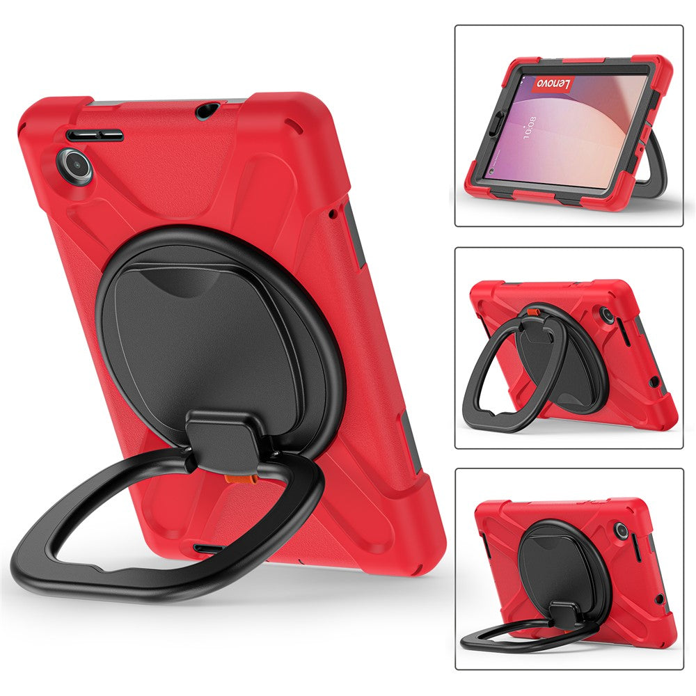 Tablet Case for Lenovo Tab M8 (4th Gen) 2024 TB-301XU / M8 (4th Gen) 2023 TB-300FU PC + Silicone Rotary Kickstand Cover - Red