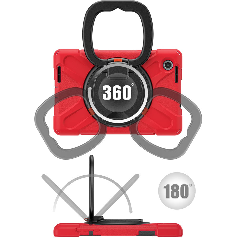 Tablet Case for Lenovo Tab M8 (4th Gen) 2024 TB-301XU / M8 (4th Gen) 2023 TB-300FU PC + Silicone Rotary Kickstand Cover - Red