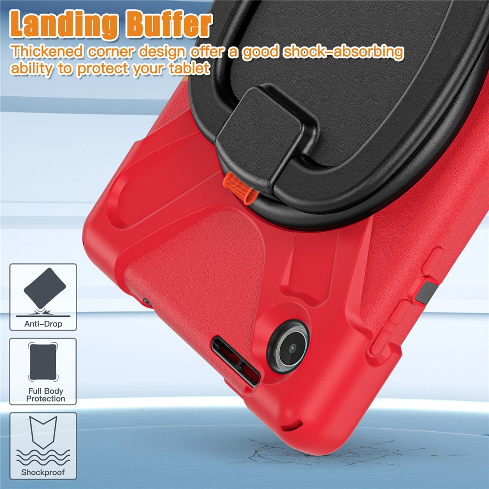 Tablet Case for Lenovo Tab M8 (4th Gen) 2024 TB-301XU / M8 (4th Gen) 2023 TB-300FU PC + Silicone Rotary Kickstand Cover - Red