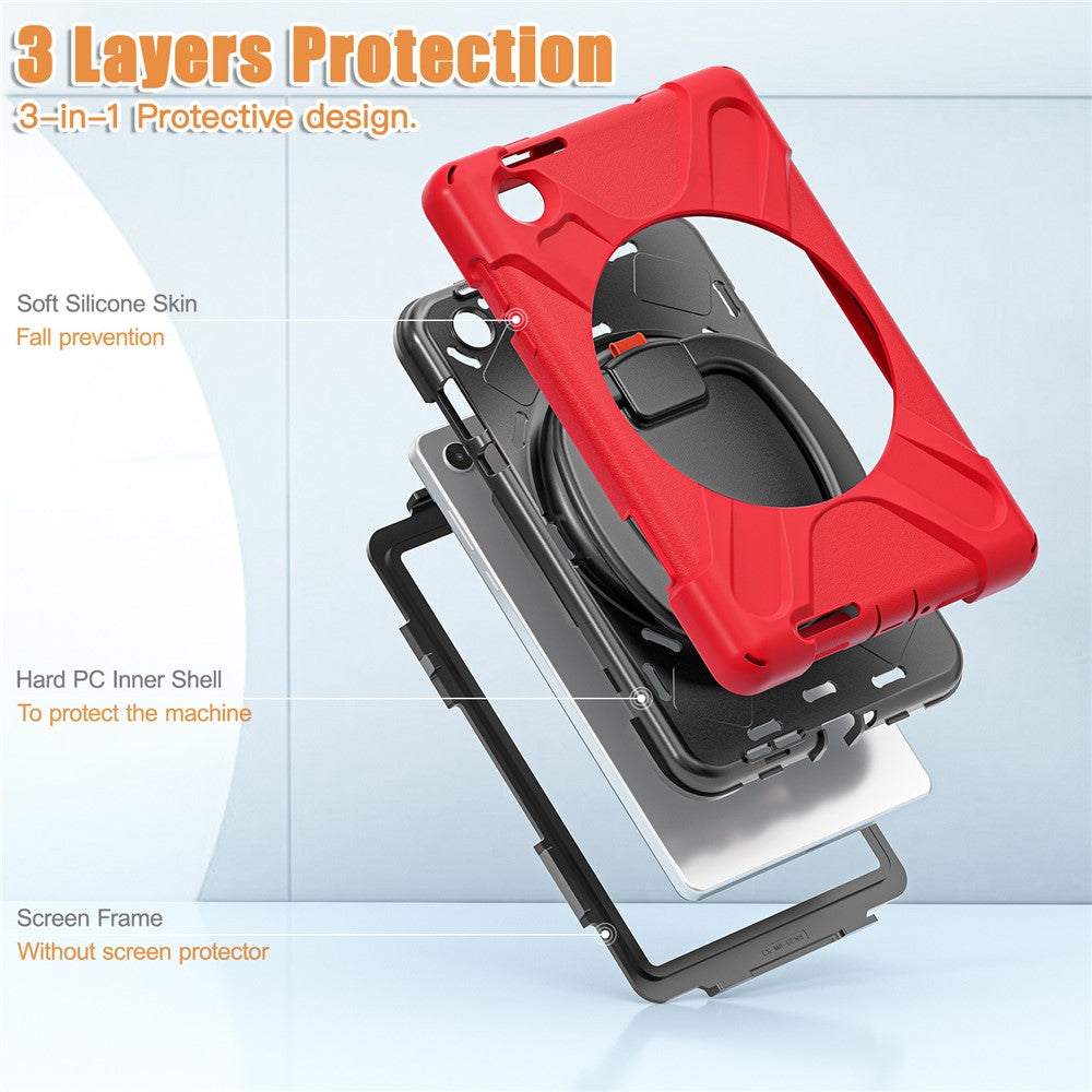 Tablet Case for Lenovo Tab M8 (4th Gen) 2024 TB-301XU / M8 (4th Gen) 2023 TB-300FU PC + Silicone Rotary Kickstand Cover - Red