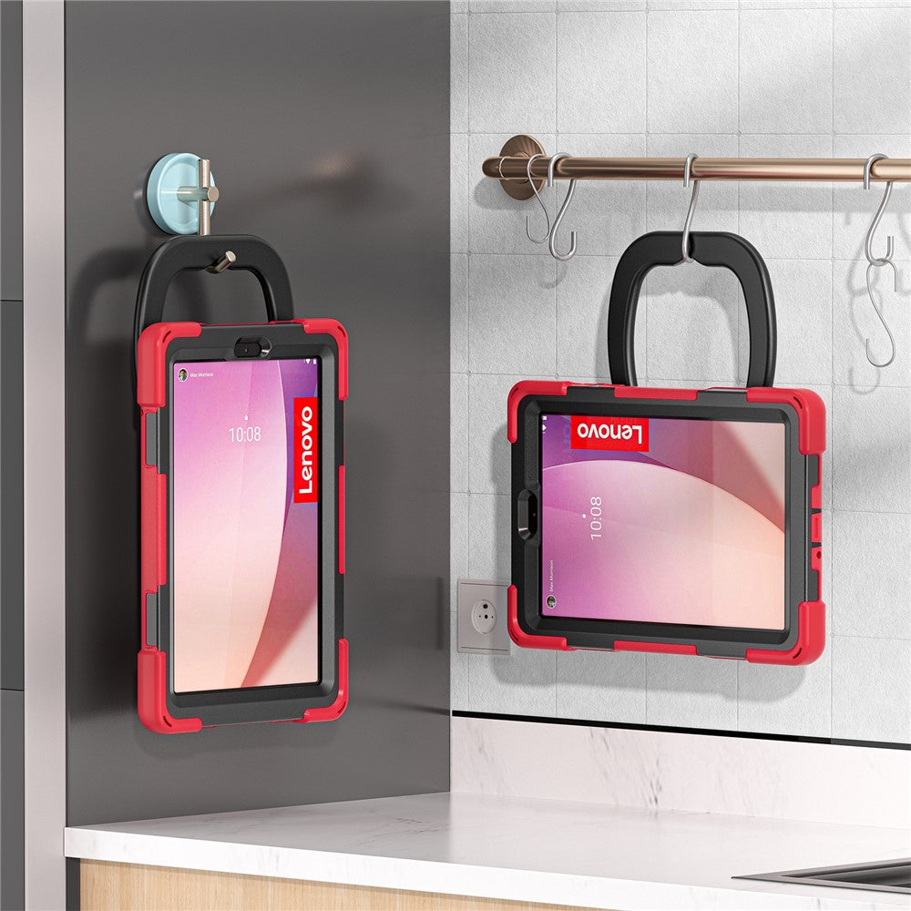 Tablet Case for Lenovo Tab M8 (4th Gen) 2024 TB-301XU / M8 (4th Gen) 2023 TB-300FU PC + Silicone Rotary Kickstand Cover - Red