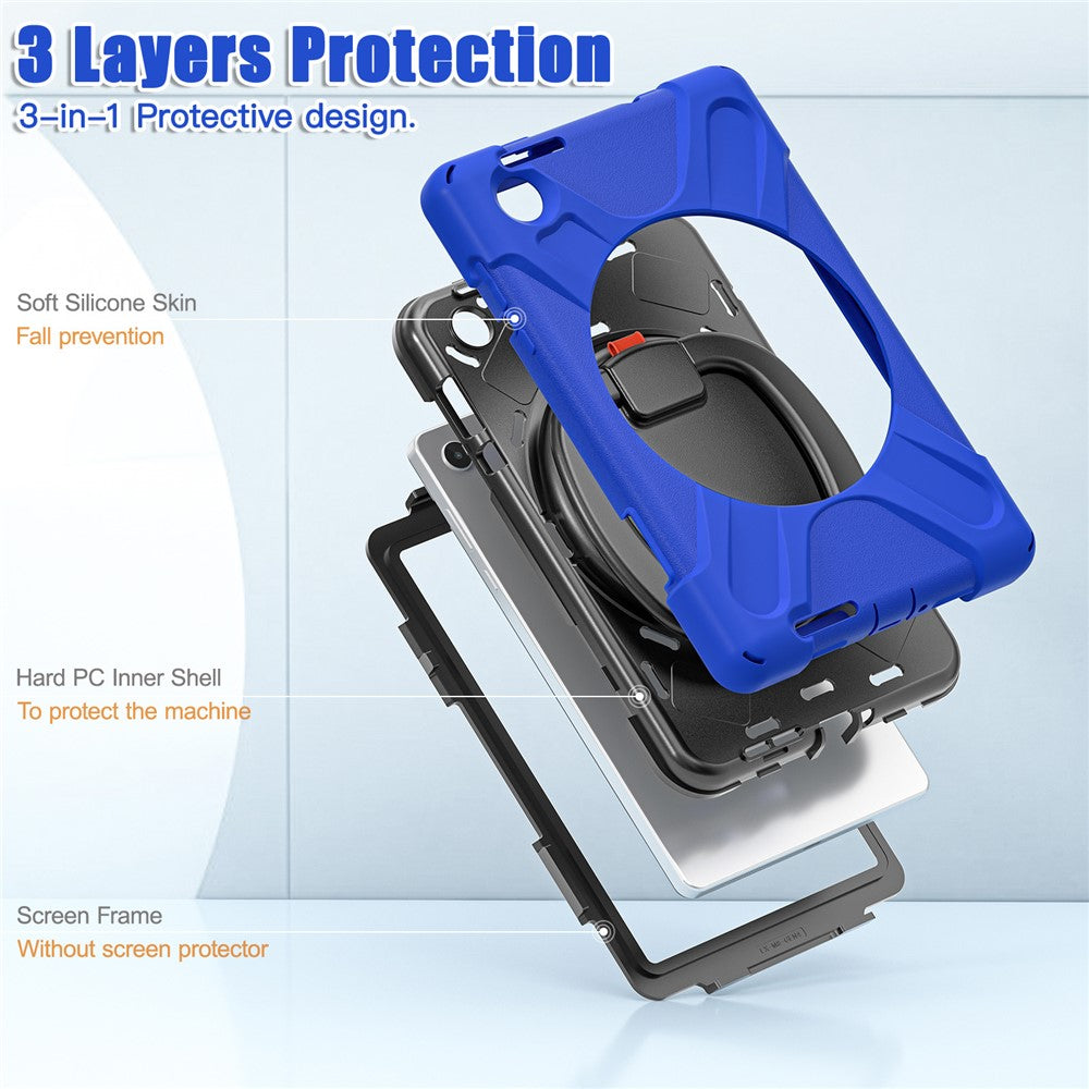 Tablet Case for Lenovo Tab M8 (4th Gen) 2024 TB-301XU / M8 (4th Gen) 2023 TB-300FU PC + Silicone Rotary Kickstand Cover - Blue
