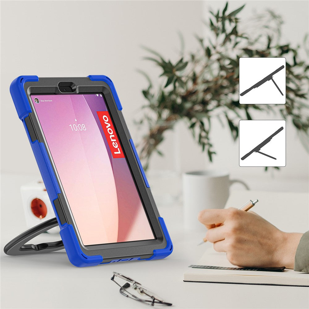 Tablet Case for Lenovo Tab M8 (4th Gen) 2024 TB-301XU / M8 (4th Gen) 2023 TB-300FU PC + Silicone Rotary Kickstand Cover - Blue