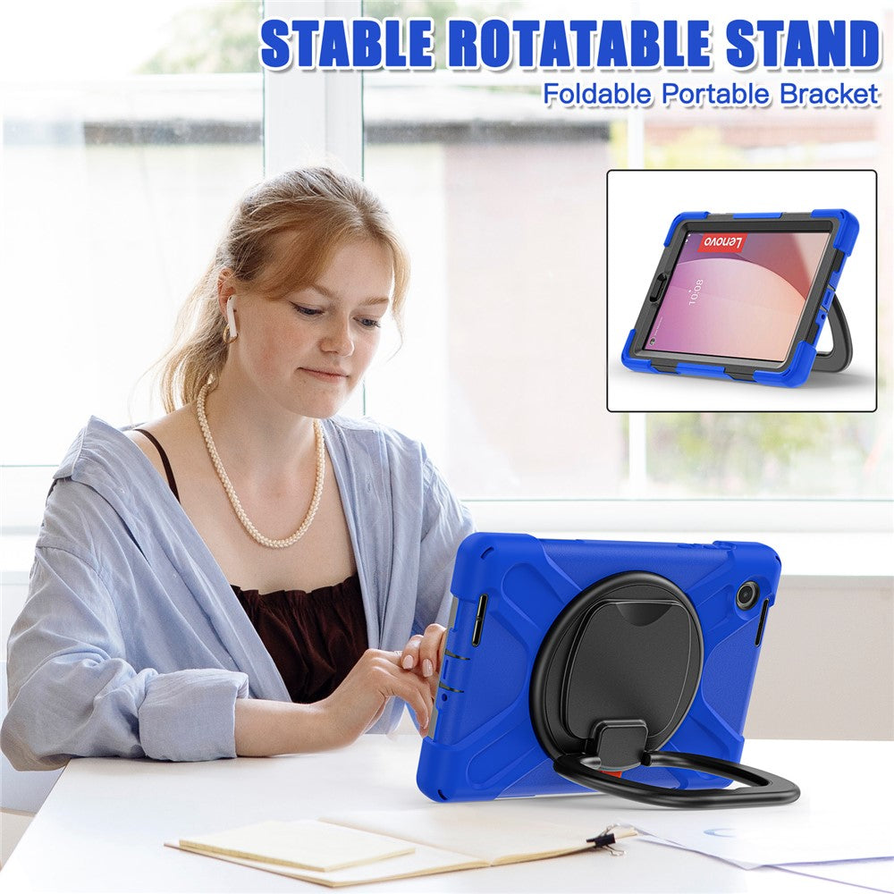 Tablet Case for Lenovo Tab M8 (4th Gen) 2024 TB-301XU / M8 (4th Gen) 2023 TB-300FU PC + Silicone Rotary Kickstand Cover - Blue