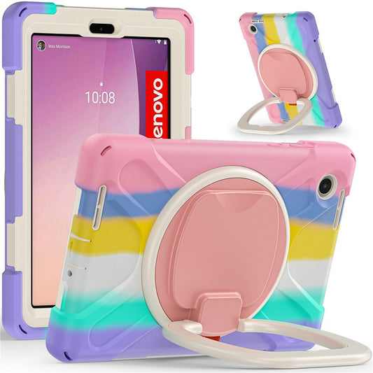 Tablet Case for Lenovo Tab M8 (4th Gen) 2024 TB-301XU / M8 (4th Gen) 2023 TB-300FU PC + Silicone Rotary Kickstand Cover - Colorful Pink