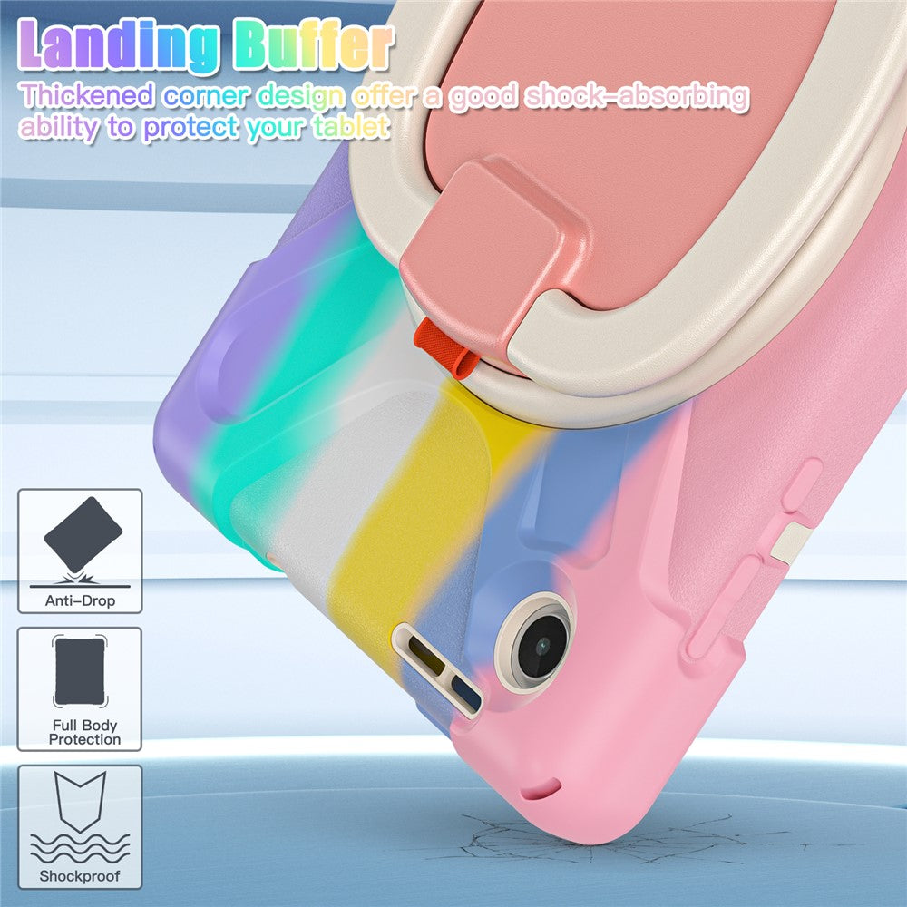 Tablet Case for Lenovo Tab M8 (4th Gen) 2024 TB-301XU / M8 (4th Gen) 2023 TB-300FU PC + Silicone Rotary Kickstand Cover - Colorful Pink