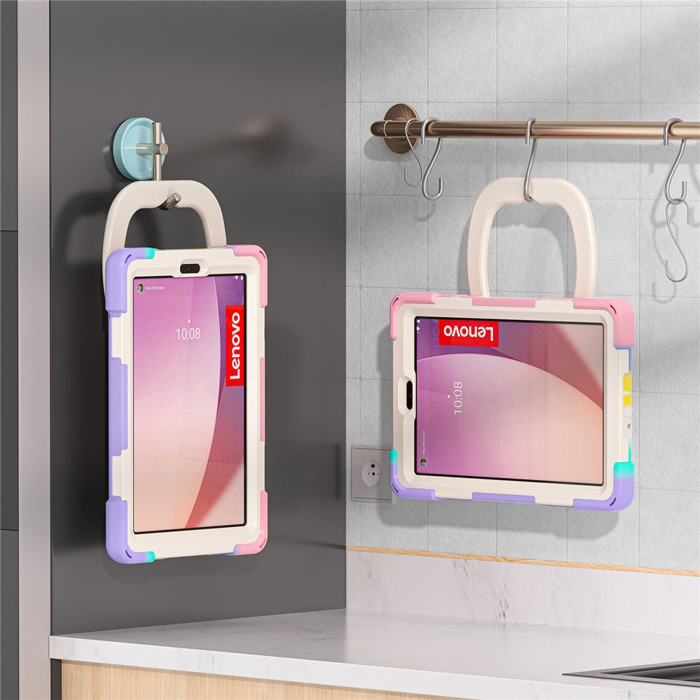 Tablet Case for Lenovo Tab M8 (4th Gen) 2024 TB-301XU / M8 (4th Gen) 2023 TB-300FU PC + Silicone Rotary Kickstand Cover - Colorful Pink