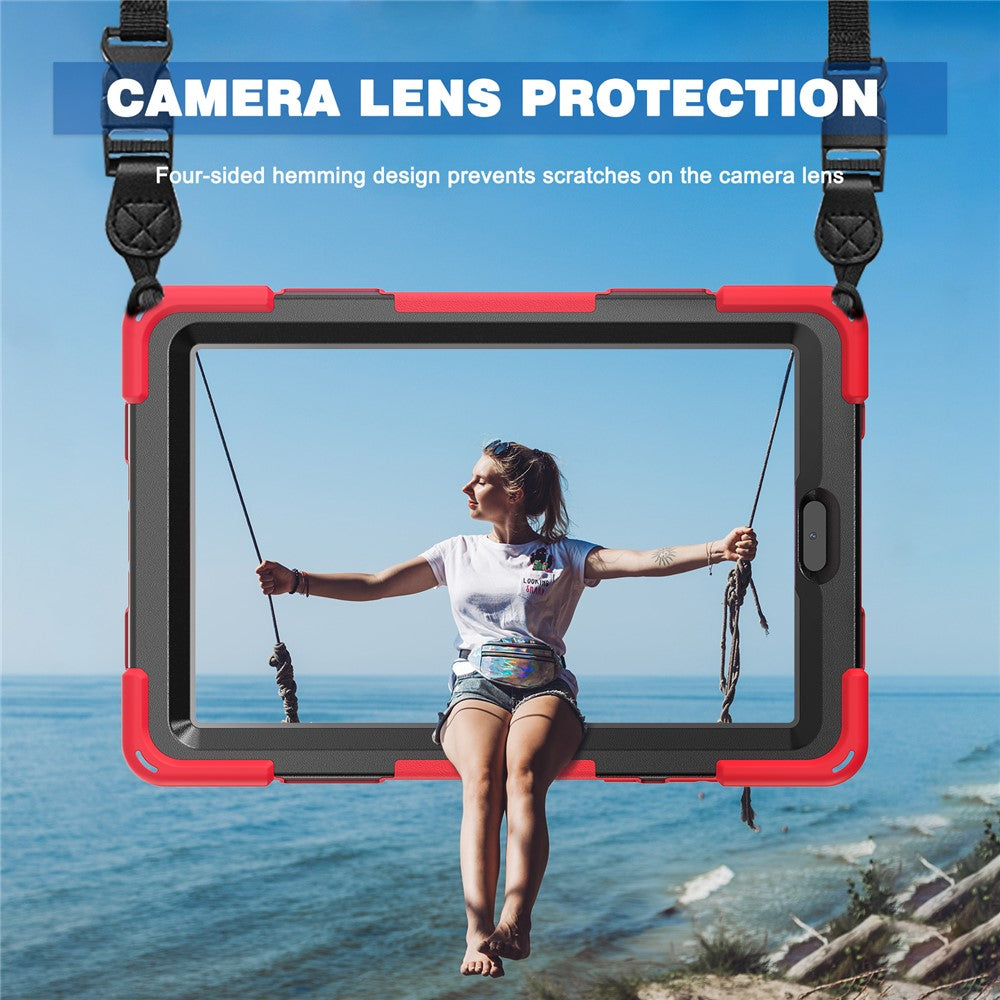 For Lenovo Tab M8 (4th Gen) 2024 TB-301XU / M8 (4th Gen) 2023 TB-300FU Case Kickstand Tablet Case PC+Silicone Cover with Strap - Red