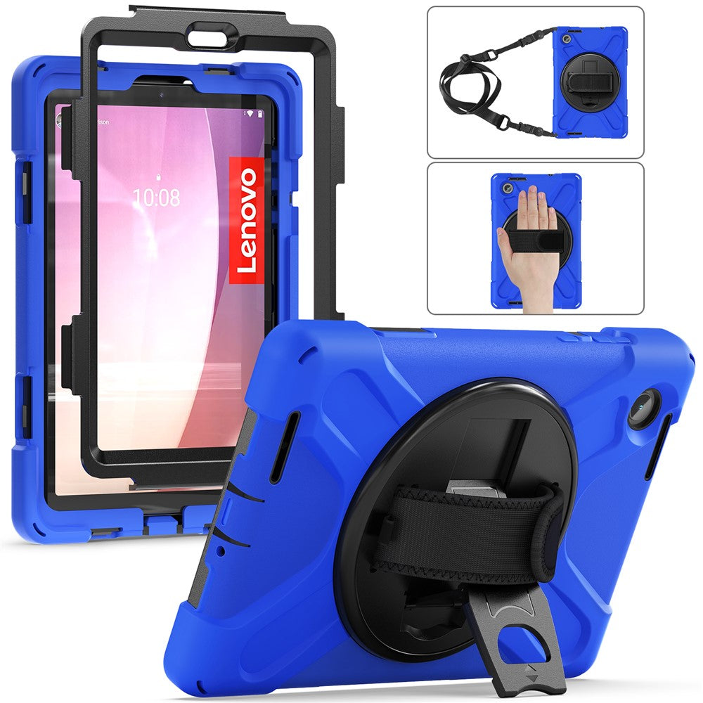 For Lenovo Tab M8 (4th Gen) 2024 TB-301XU / M8 (4th Gen) 2023 TB-300FU Case Kickstand Tablet Case PC+Silicone Cover with Strap - Blue