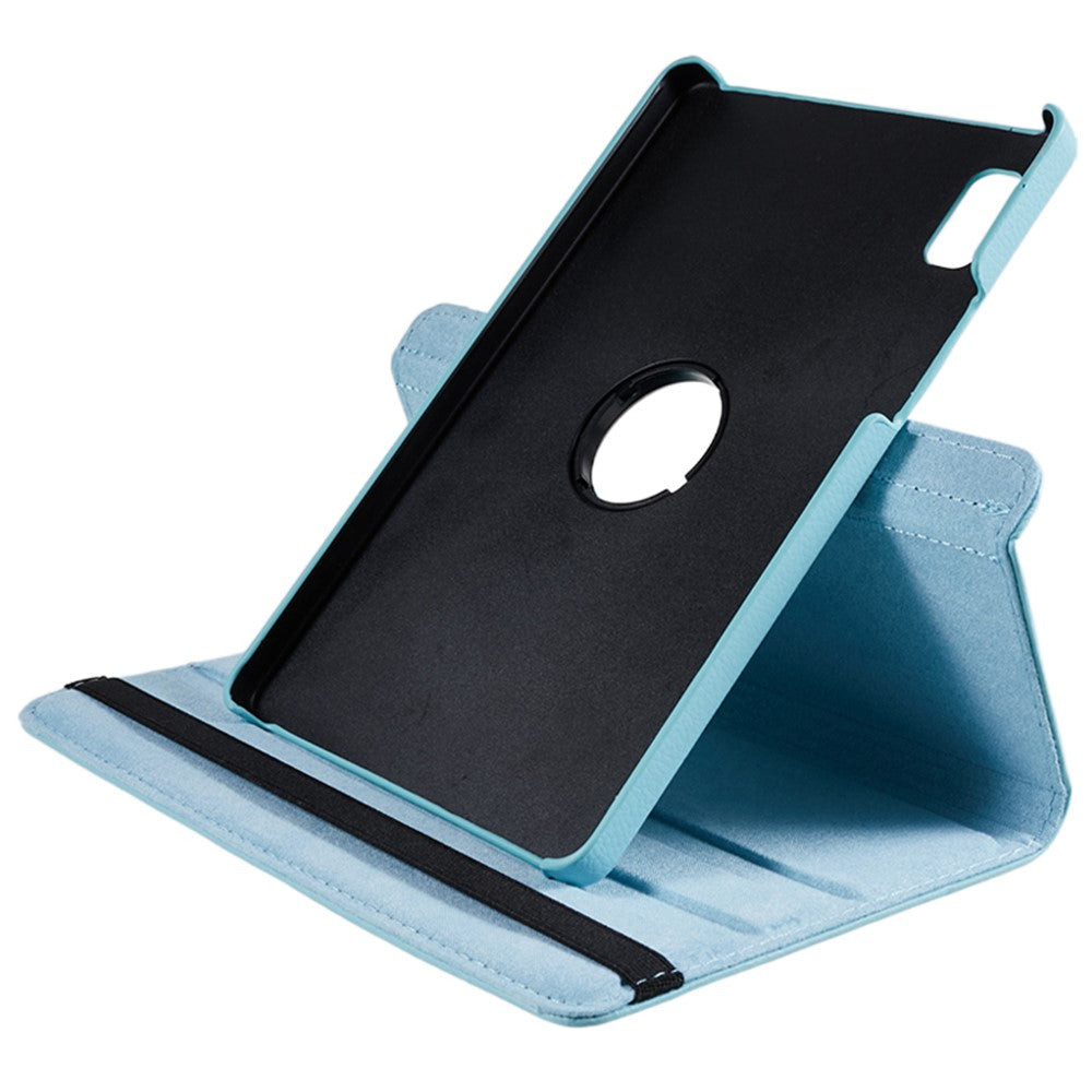 For Lenovo Tab M9 TB-310FU Protective Case 360-Degree Rotating PU Leather Cover with Elastic Band - Baby Blue