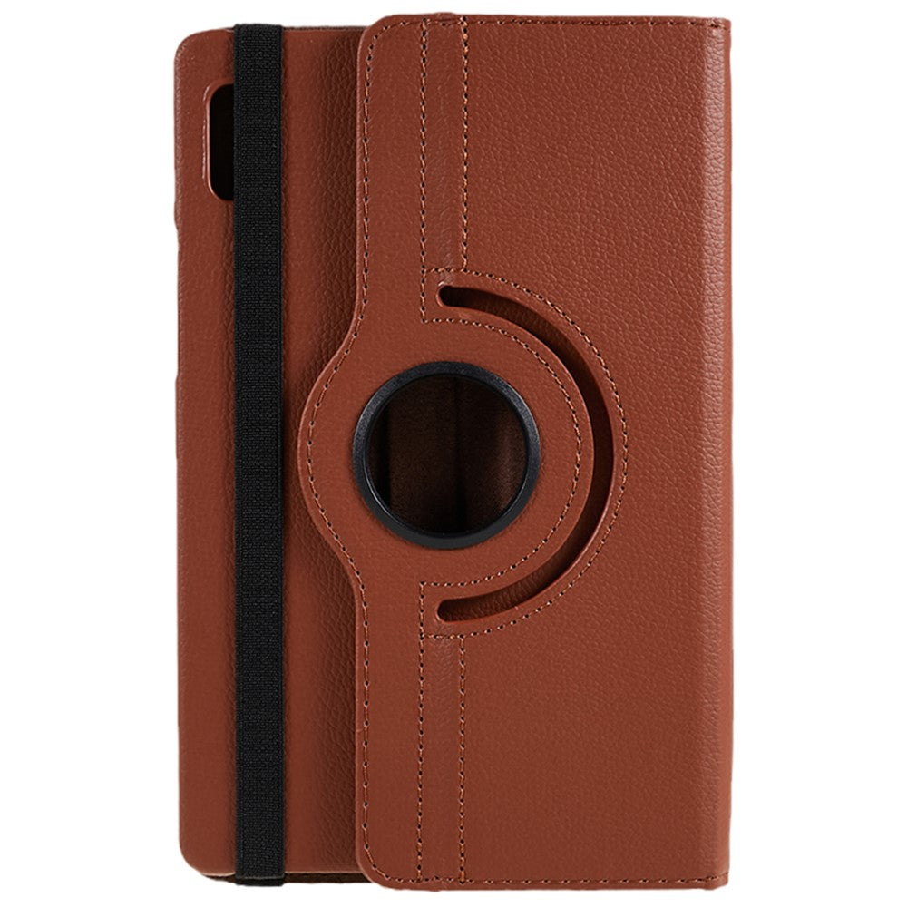 For Lenovo Tab M9 TB-310FU Protective Case 360-Degree Rotating PU Leather Cover with Elastic Band - Brown