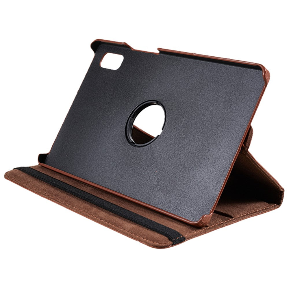 For Lenovo Tab M9 TB-310FU Protective Case 360-Degree Rotating PU Leather Cover with Elastic Band - Brown