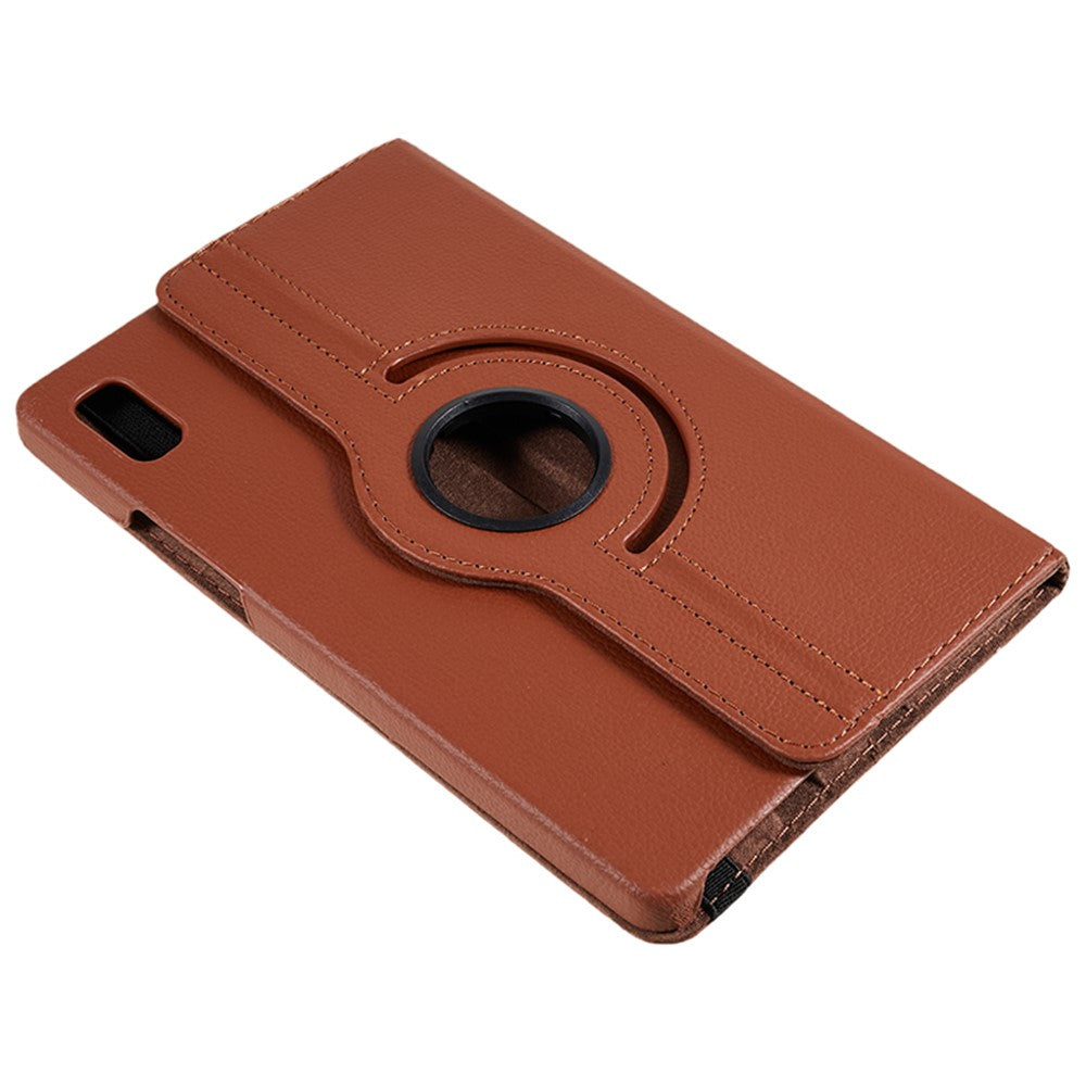 For Lenovo Tab M9 TB-310FU Protective Case 360-Degree Rotating PU Leather Cover with Elastic Band - Brown