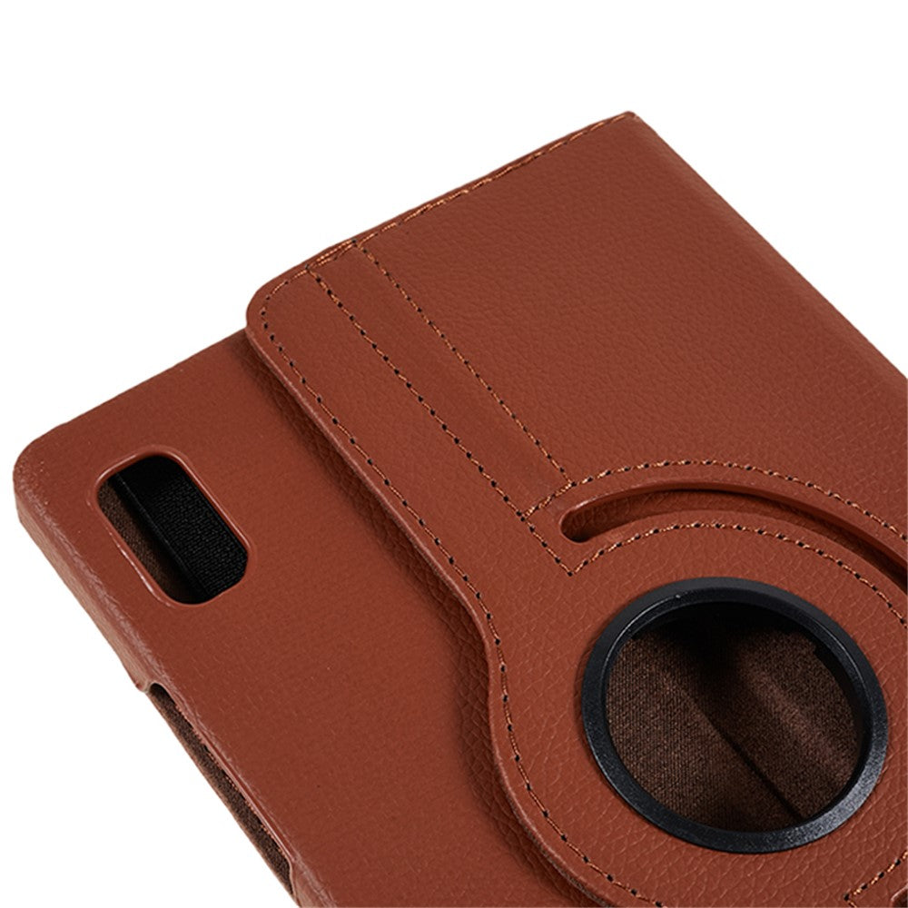 For Lenovo Tab M9 TB-310FU Protective Case 360-Degree Rotating PU Leather Cover with Elastic Band - Brown