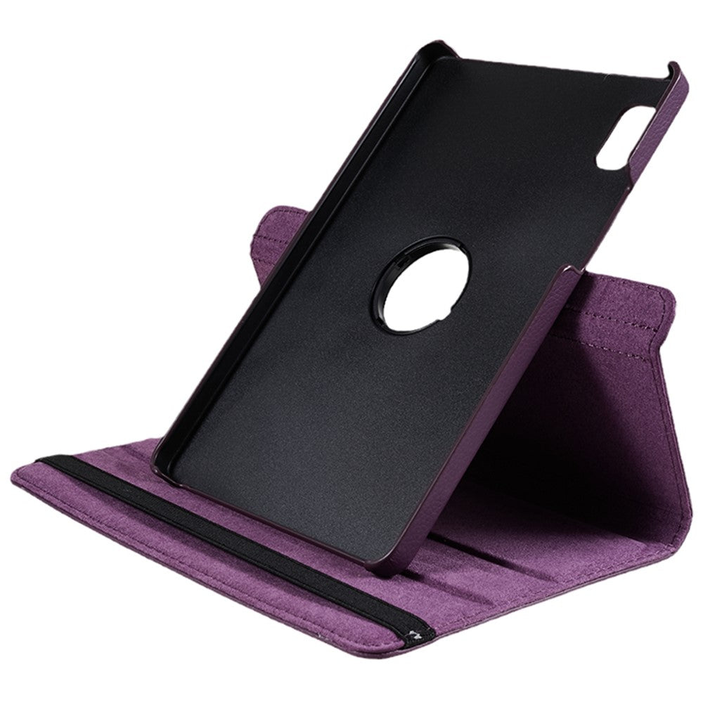For Lenovo Tab M9 TB-310FU Protective Case 360-Degree Rotating PU Leather Cover with Elastic Band - Purple