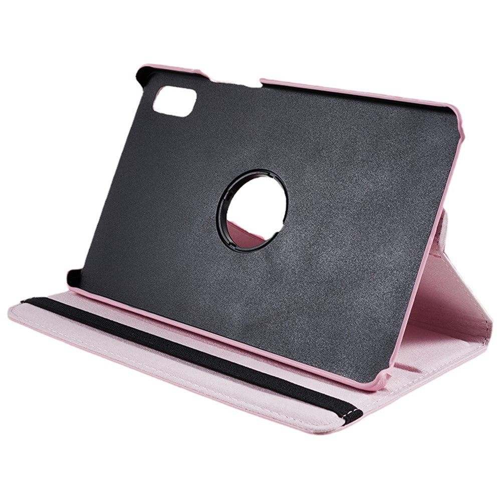 For Lenovo Tab M9 TB-310FU Protective Case 360-Degree Rotating PU Leather Cover with Elastic Band - Pink