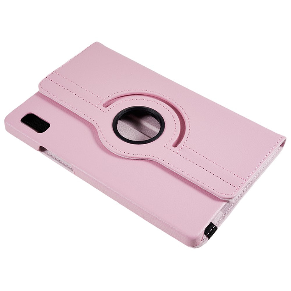 For Lenovo Tab M9 TB-310FU Protective Case 360-Degree Rotating PU Leather Cover with Elastic Band - Pink
