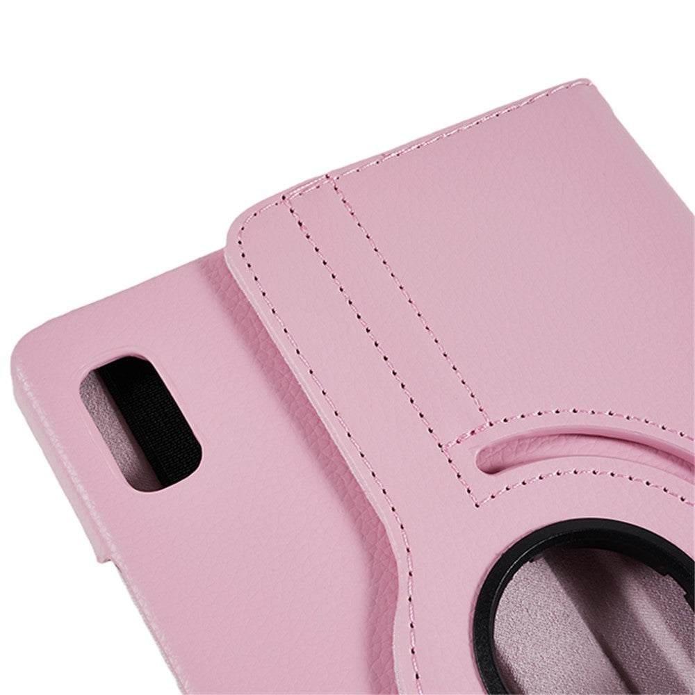 For Lenovo Tab M9 TB-310FU Protective Case 360-Degree Rotating PU Leather Cover with Elastic Band - Pink