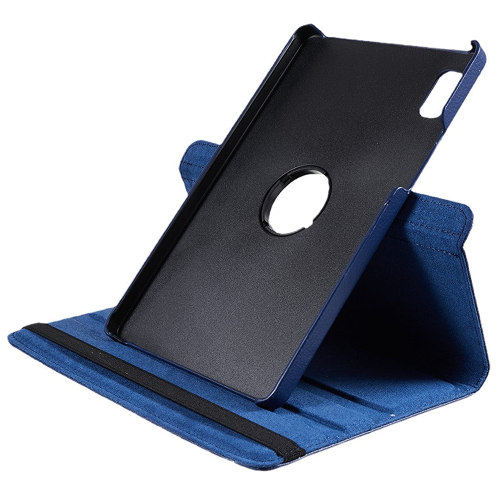 For Lenovo Tab M9 TB-310FU Protective Case 360-Degree Rotating PU Leather Cover with Elastic Band - Dark Blue