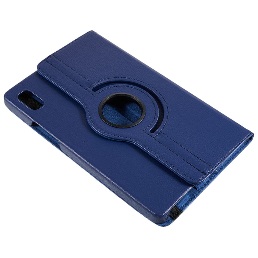 For Lenovo Tab M9 TB-310FU Protective Case 360-Degree Rotating PU Leather Cover with Elastic Band - Dark Blue