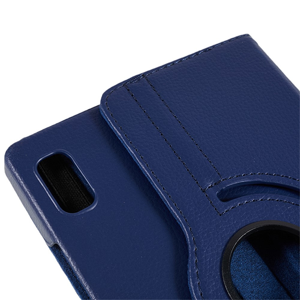 For Lenovo Tab M9 TB-310FU Protective Case 360-Degree Rotating PU Leather Cover with Elastic Band - Dark Blue