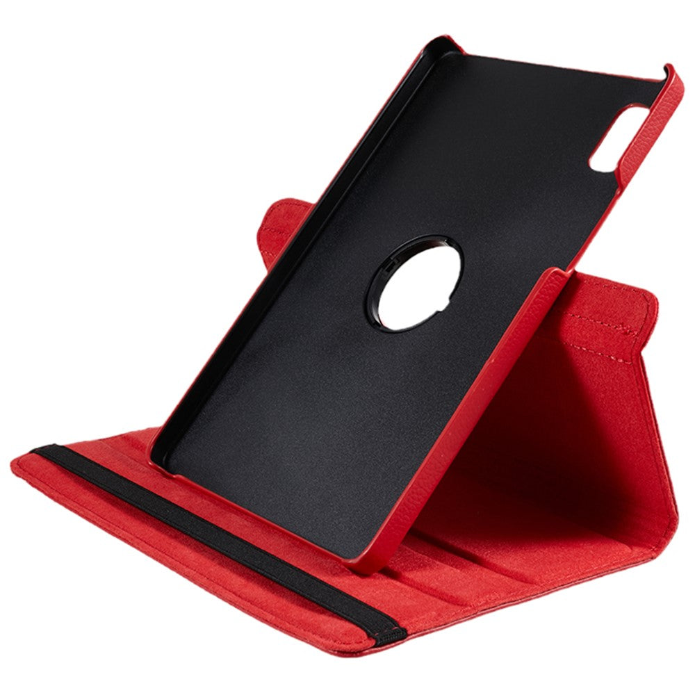 For Lenovo Tab M9 TB-310FU Protective Case 360-Degree Rotating PU Leather Cover with Elastic Band - Red