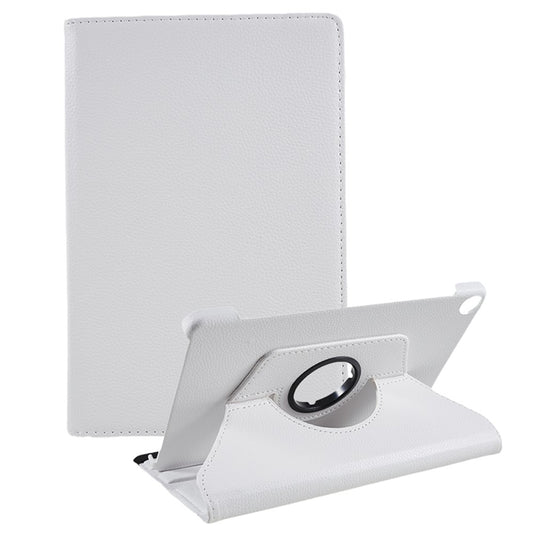 For Lenovo Tab M10 (Gen 3) TB-328FU PU Leather Case 360-Degree Rotating Cover with Elastic Band - White