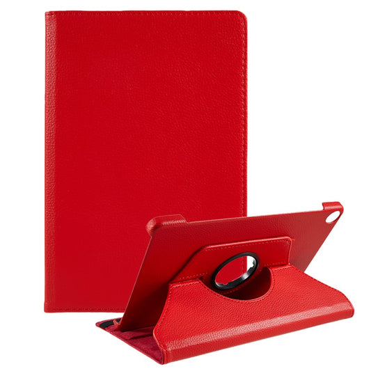 For Lenovo Tab M10 (Gen 3) TB-328FU PU Leather Case 360-Degree Rotating Cover with Elastic Band - Red