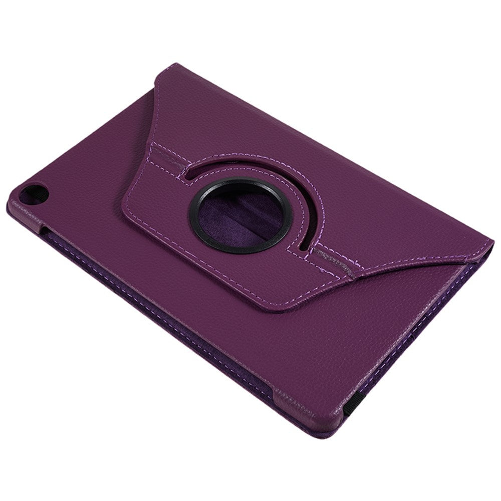 For Lenovo Tab M10 (Gen 3) TB-328FU PU Leather Case 360-Degree Rotating Cover with Elastic Band - Purple