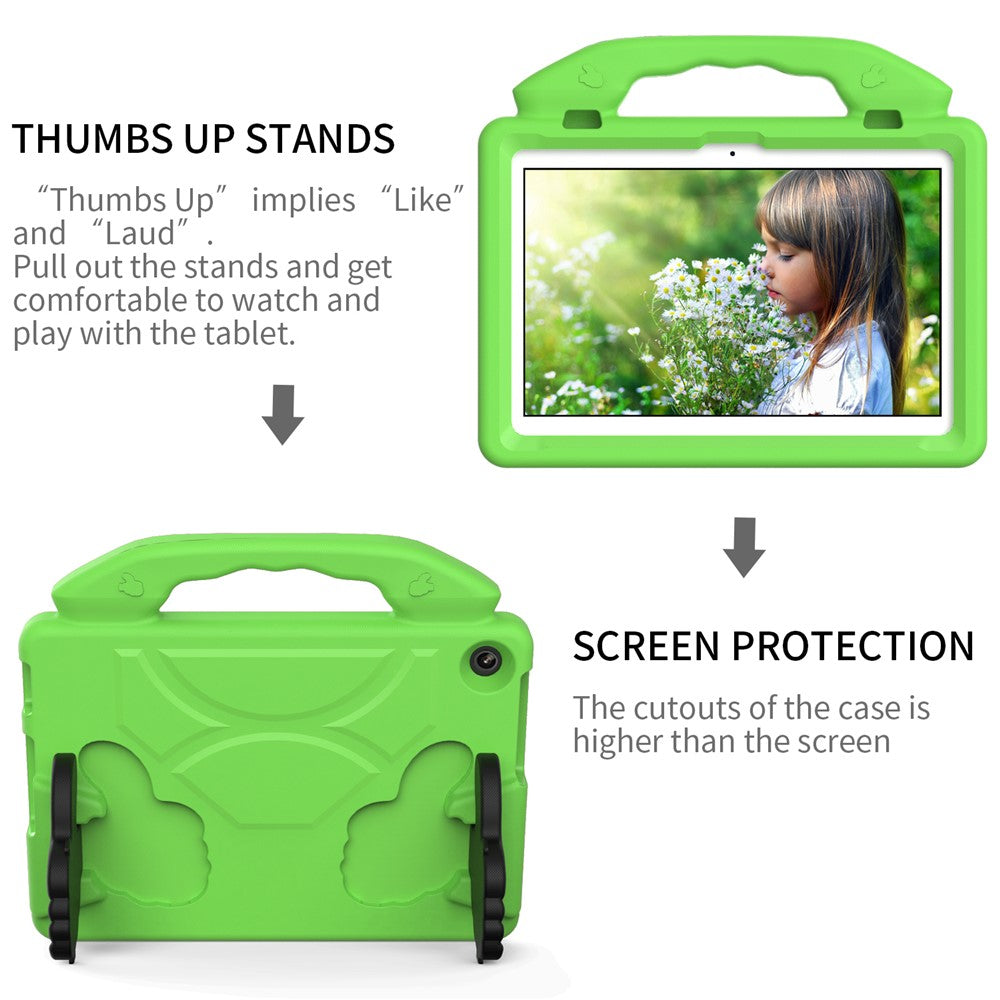 For Lenovo Tab M10 (Gen 3) EVA Tablet Case Foldable Thumb Kickstand Handle Grip Tablet Cover - Green