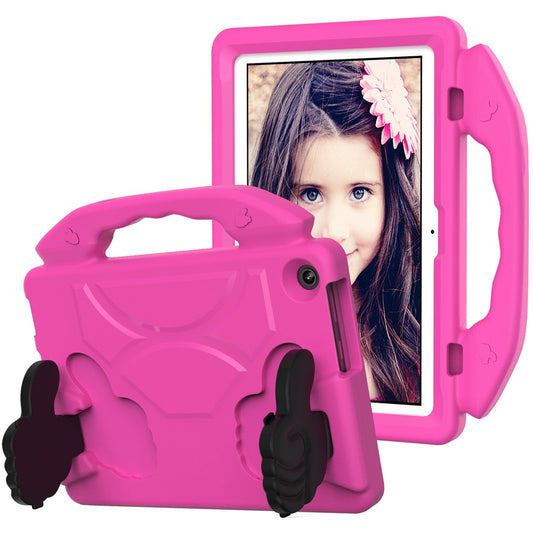 For Lenovo Tab M10 (Gen 3) EVA Tablet Case Foldable Thumb Kickstand Handle Grip Tablet Cover - Rose