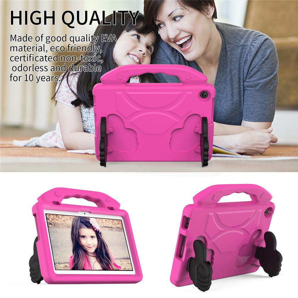 For Lenovo Tab M10 (Gen 3) EVA Tablet Case Foldable Thumb Kickstand Handle Grip Tablet Cover - Rose