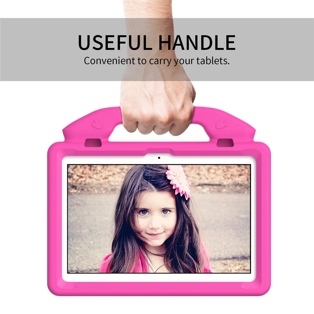 For Lenovo Tab M10 (Gen 3) EVA Tablet Case Foldable Thumb Kickstand Handle Grip Tablet Cover - Rose