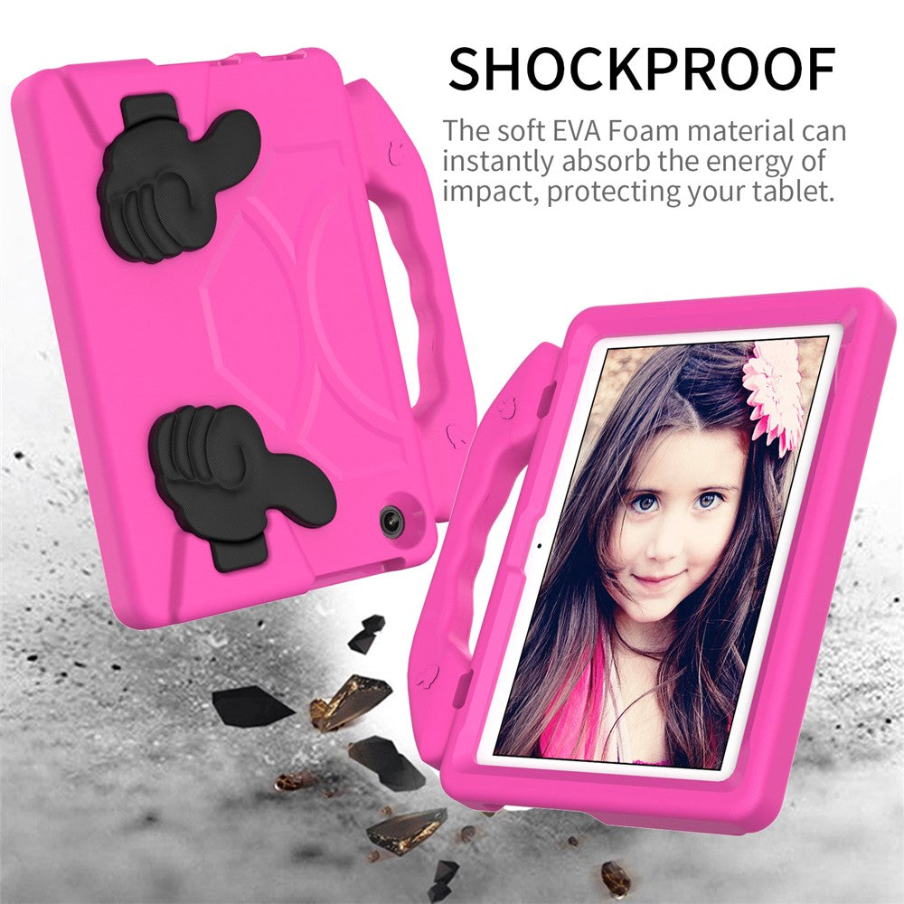For Lenovo Tab M10 (Gen 3) EVA Tablet Case Foldable Thumb Kickstand Handle Grip Tablet Cover - Rose