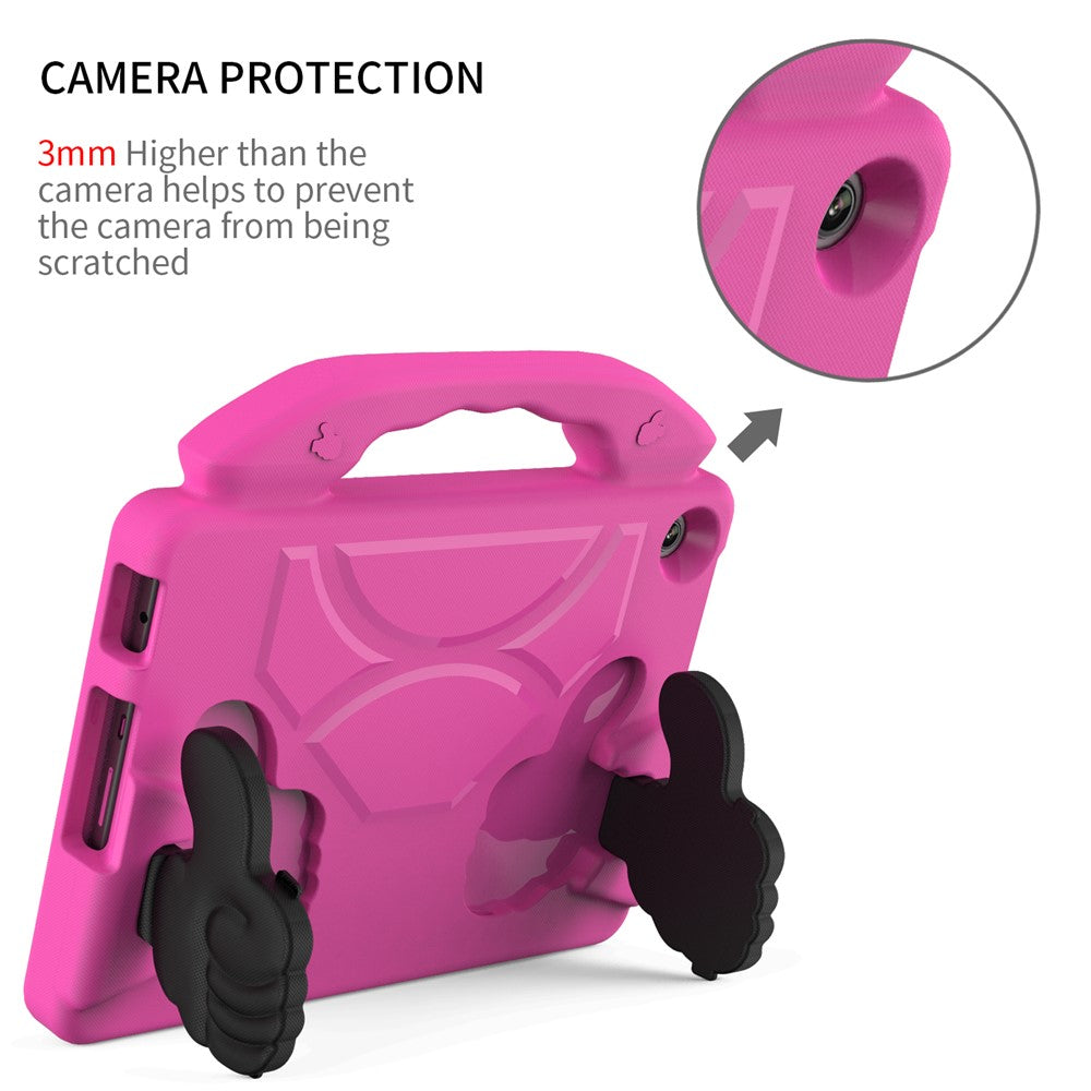 For Lenovo Tab M10 (Gen 3) EVA Tablet Case Foldable Thumb Kickstand Handle Grip Tablet Cover - Rose