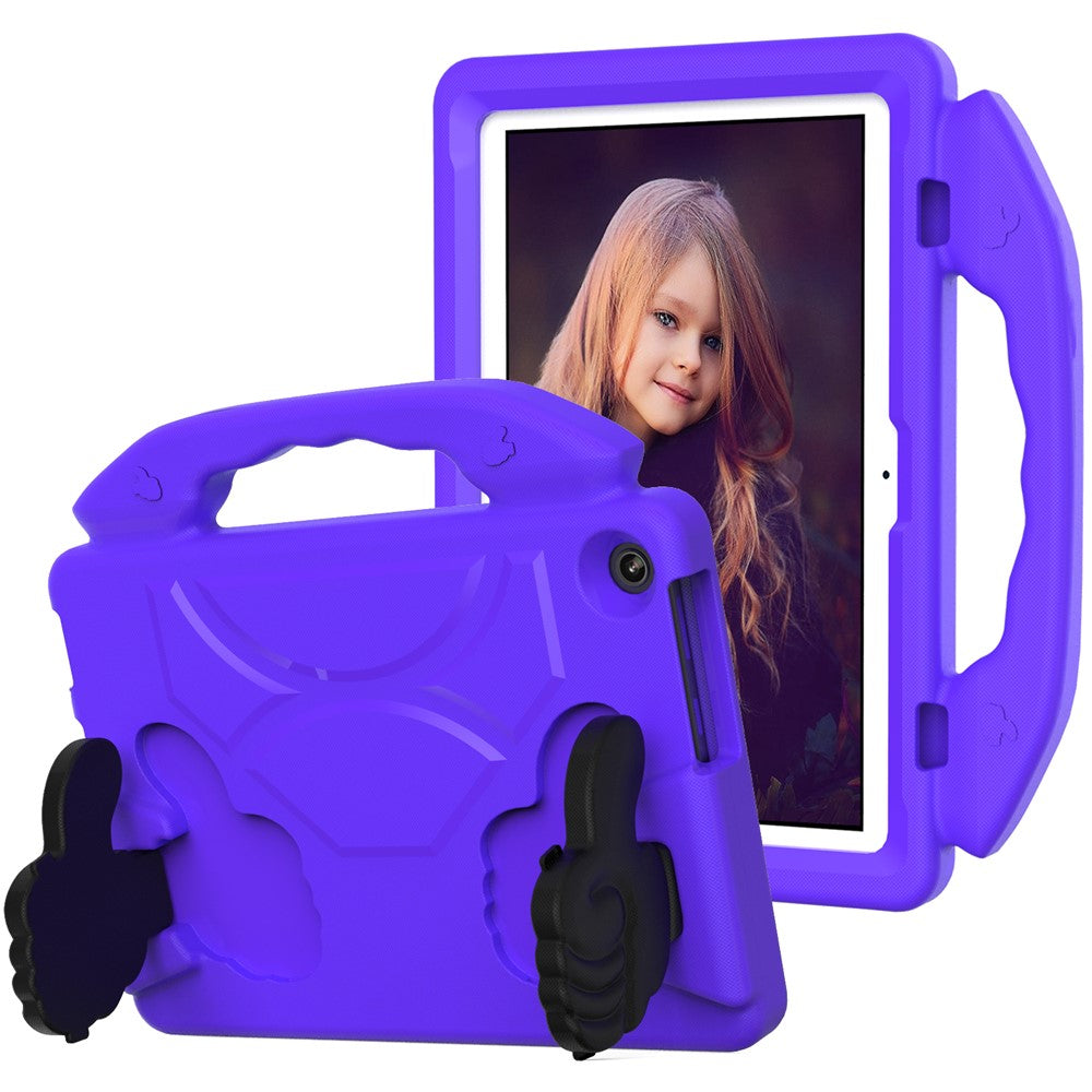 For Lenovo Tab M10 (Gen 3) EVA Tablet Case Foldable Thumb Kickstand Handle Grip Tablet Cover - Purple