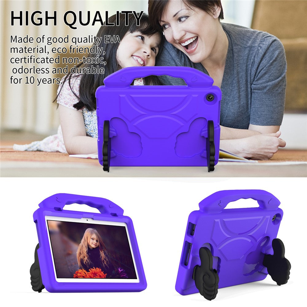 For Lenovo Tab M10 (Gen 3) EVA Tablet Case Foldable Thumb Kickstand Handle Grip Tablet Cover - Purple