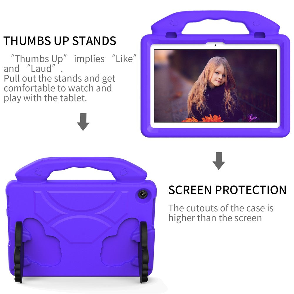 For Lenovo Tab M10 (Gen 3) EVA Tablet Case Foldable Thumb Kickstand Handle Grip Tablet Cover - Purple