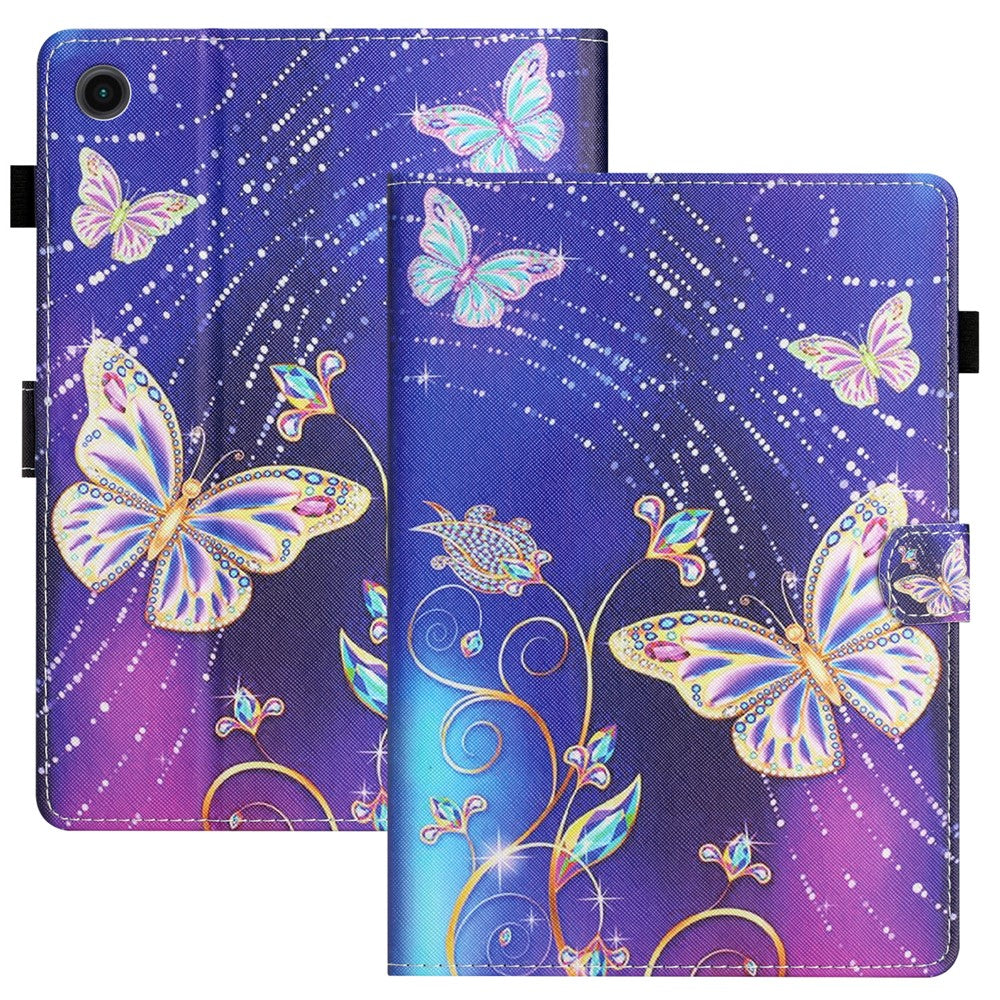 For Lenovo Tab M10 Plus X606F / Tab M10 FHD PU Leather Tablet Cover Pattern Printing Shockproof Case - Blue Butterfly