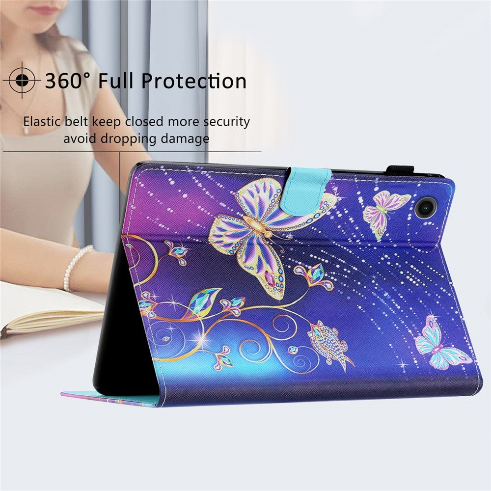 For Lenovo Tab M10 Plus X606F / Tab M10 FHD PU Leather Tablet Cover Pattern Printing Shockproof Case - Blue Butterfly