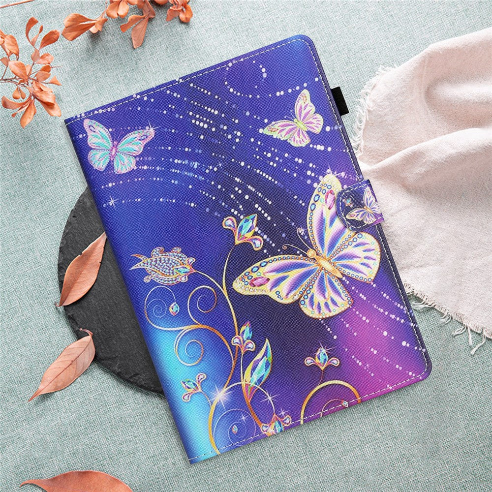 For Lenovo Tab M10 Plus X606F / Tab M10 FHD PU Leather Tablet Cover Pattern Printing Shockproof Case - Blue Butterfly
