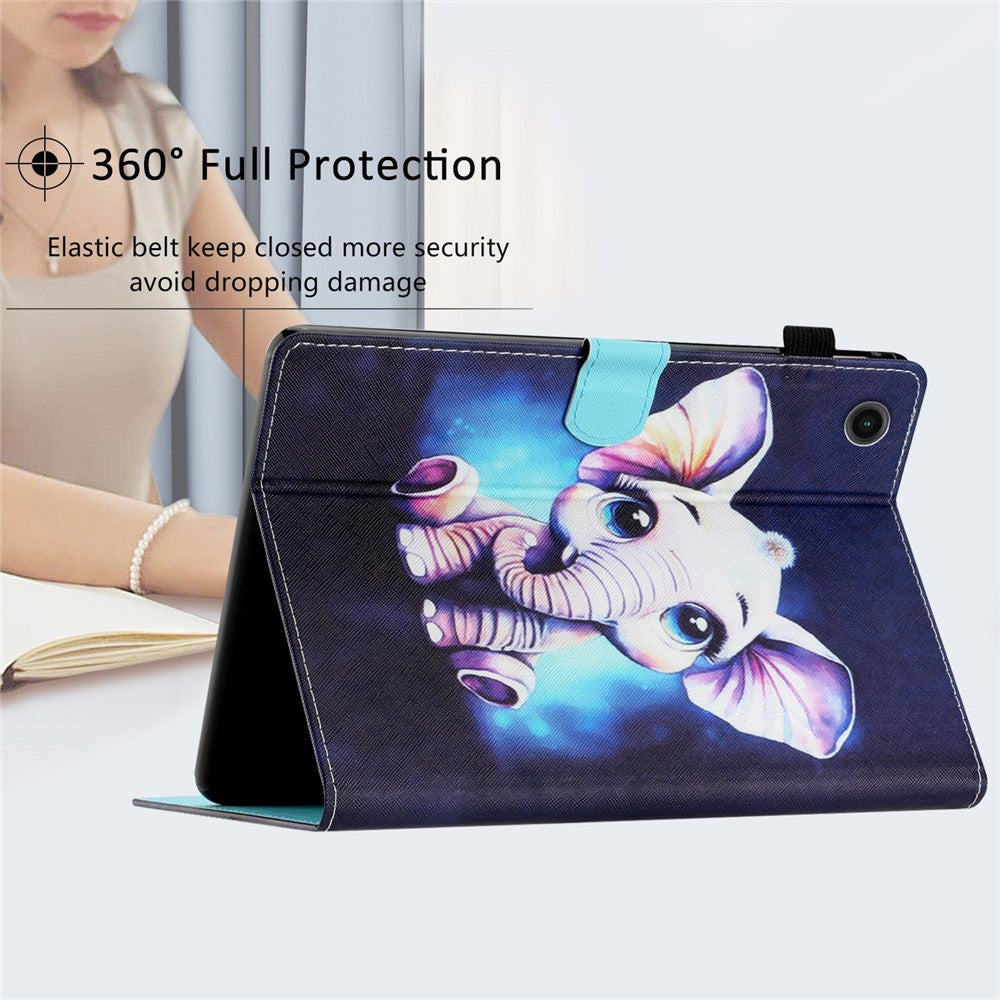 For Lenovo Tab M10 Plus X606F / Tab M10 FHD PU Leather Tablet Cover Pattern Printing Shockproof Case - Elephant