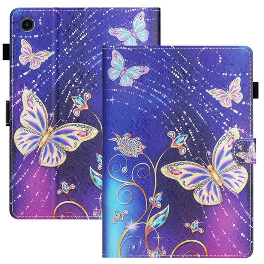 For Lenovo Tab M10 (Gen 3) Pattern Printing PU Leather Flip Cover Anti-Drop Tablet Case - Blue Butterfly