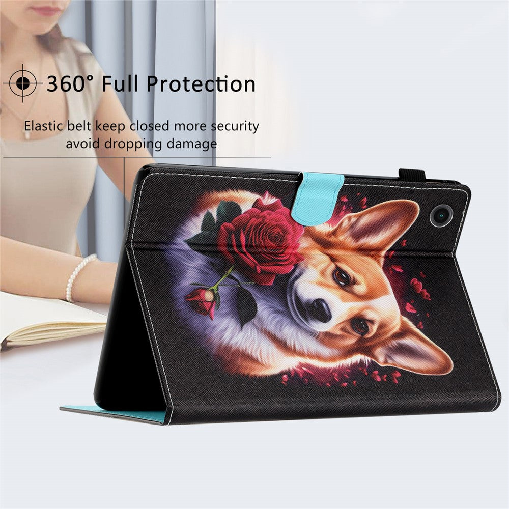 For Lenovo Tab M10 (Gen 3) Pattern Printing PU Leather Flip Cover Anti-Drop Tablet Case - Dog